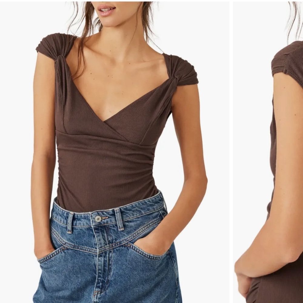 Free People Another Love Cap Sleeve Stretch Bodysuit